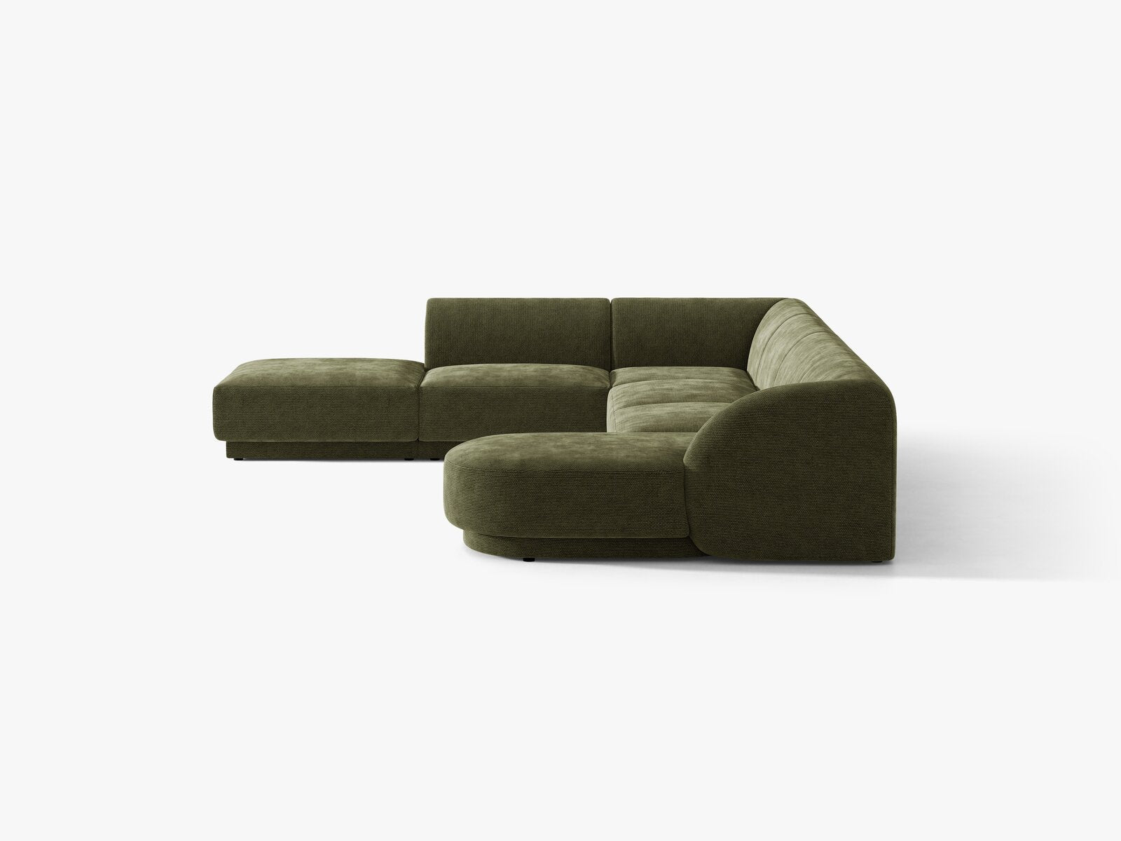 Micadoni Panorama-Ecksofa Miley 6-Sitzer Chenille Eden Grün Links