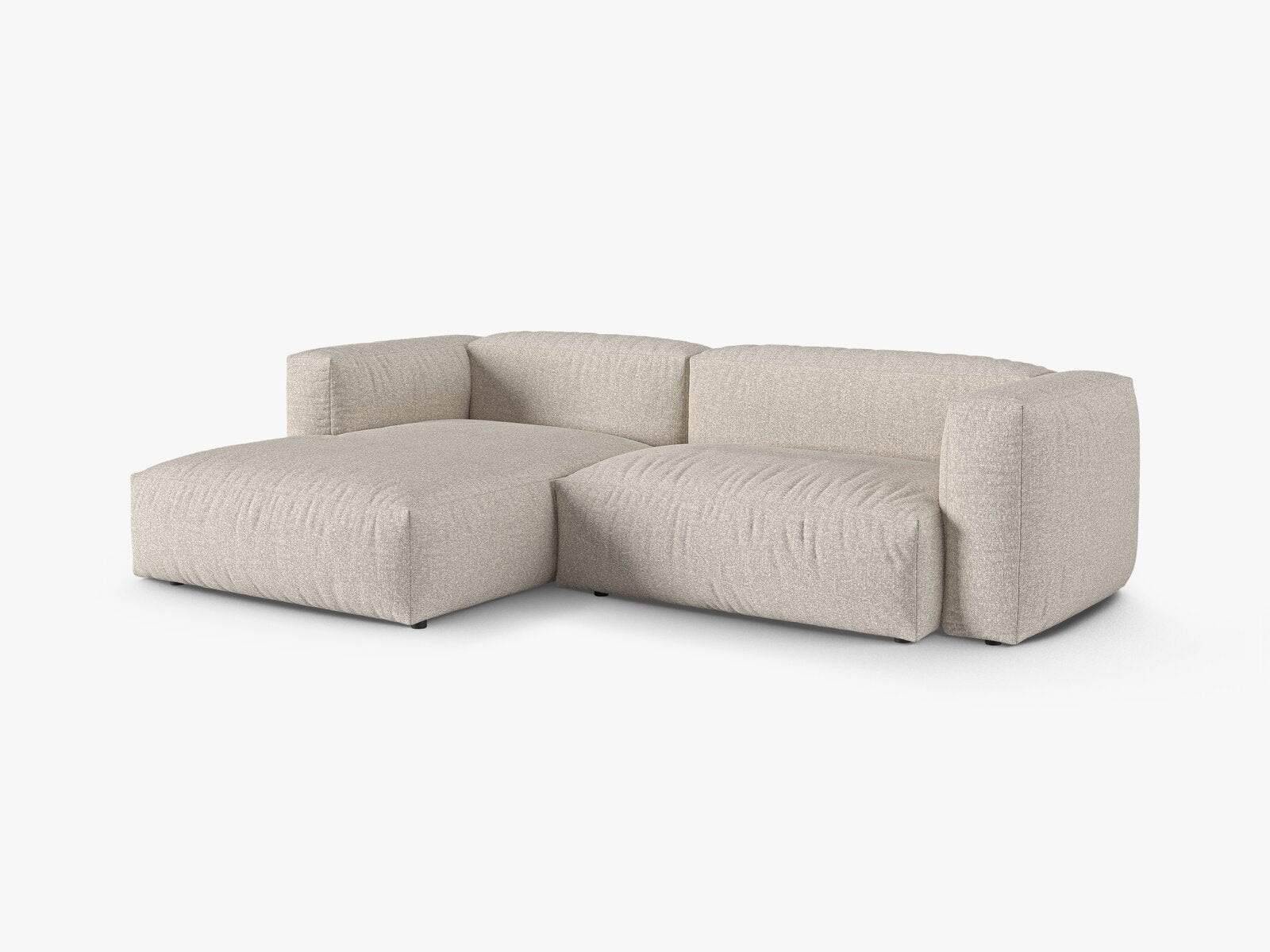 Micadoni Ecksofa Martina 2-Sitzer 90cm Sitztiefe Links Boucle Monet Beige