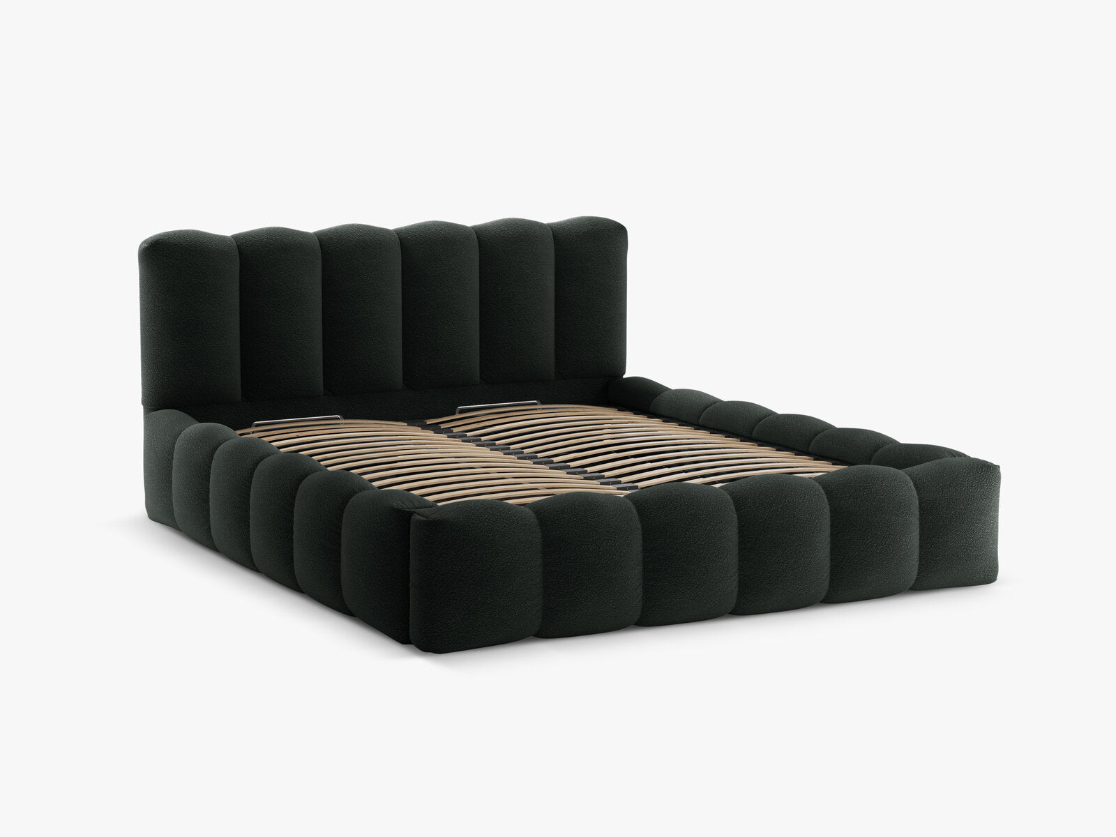 Micadoni Stauraumbett mit Kopfteil Lupine Boucle Baloo Schwarz