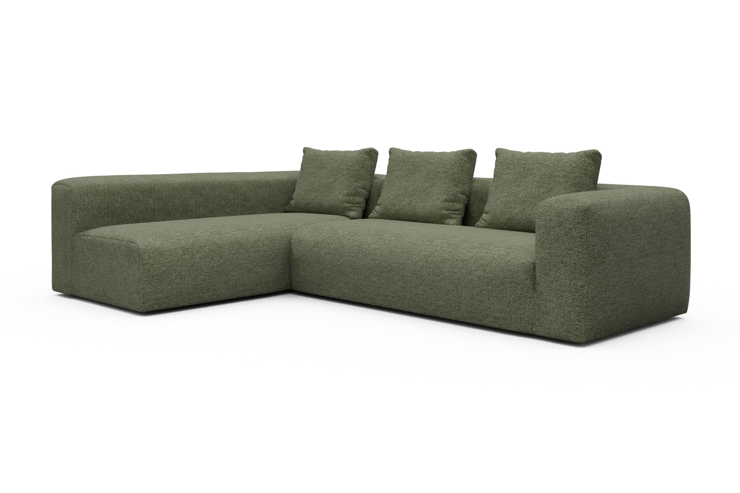 Ecksofa Fred 2x 2,5-Sitzer links offen Carreno-Vivid-Green