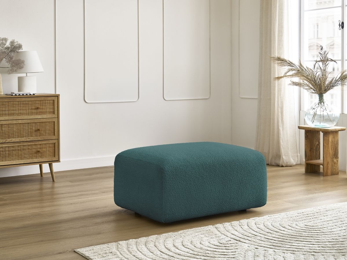 Bobochic Tina Pouf Bouclé-Stoff Hellblau