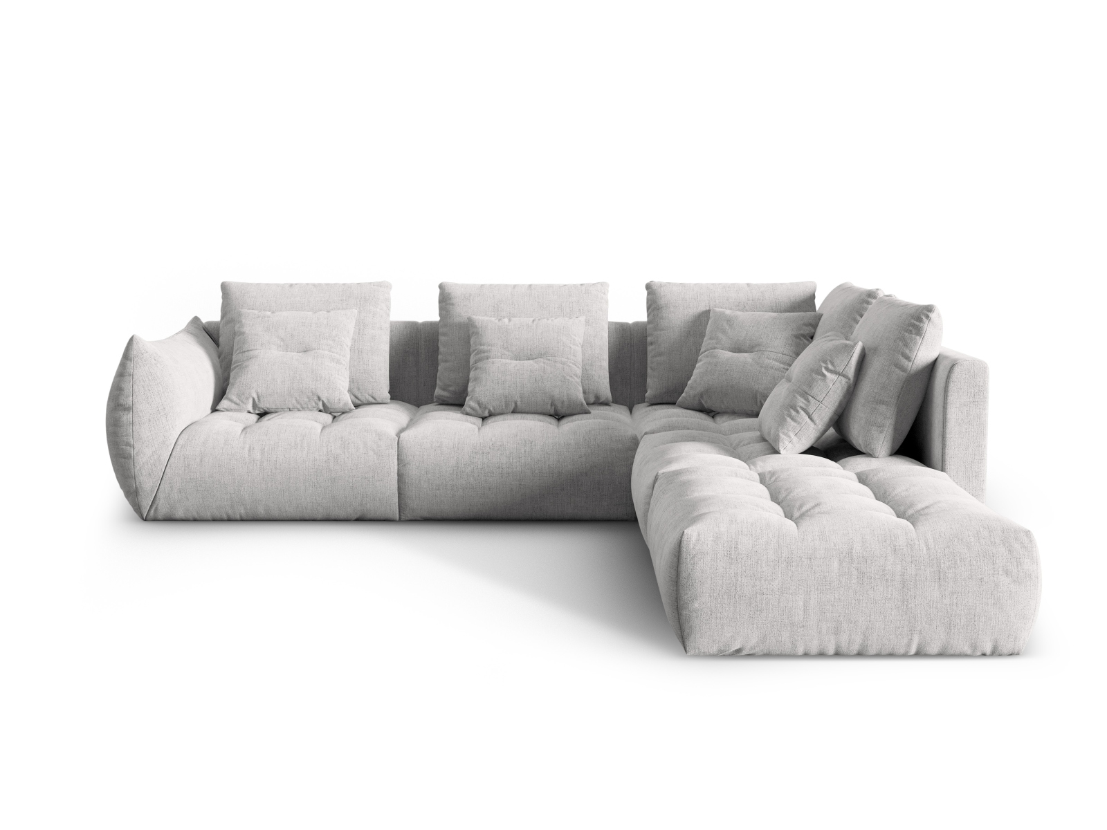 Micadoni Ecksofa Bloom 5-Sitzer Rechts Strukturierter Stoff Silber