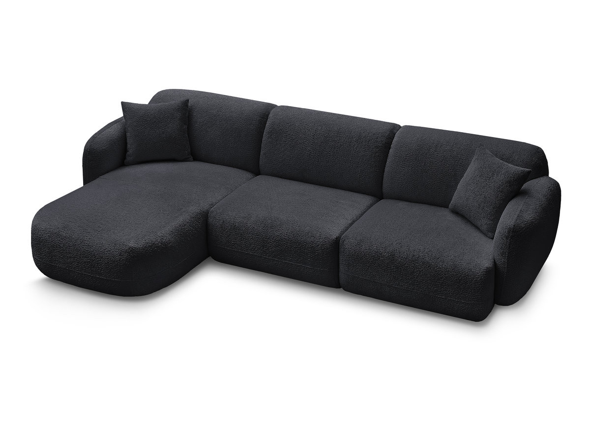 Bobochic Anda Ecksofa 292 × 163 cm Chenille Schwarz Ecke links