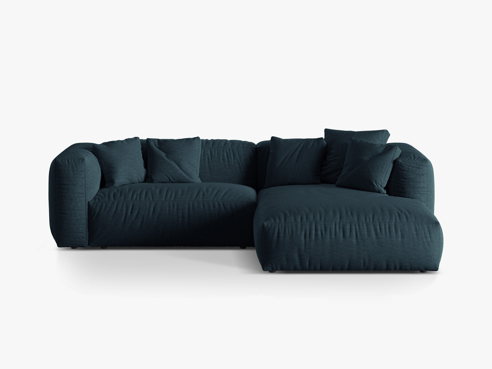 Micadoni Ecksofa Martina 2-Sitzer Rechts Strukturierter Stoff Boston Jeansblau