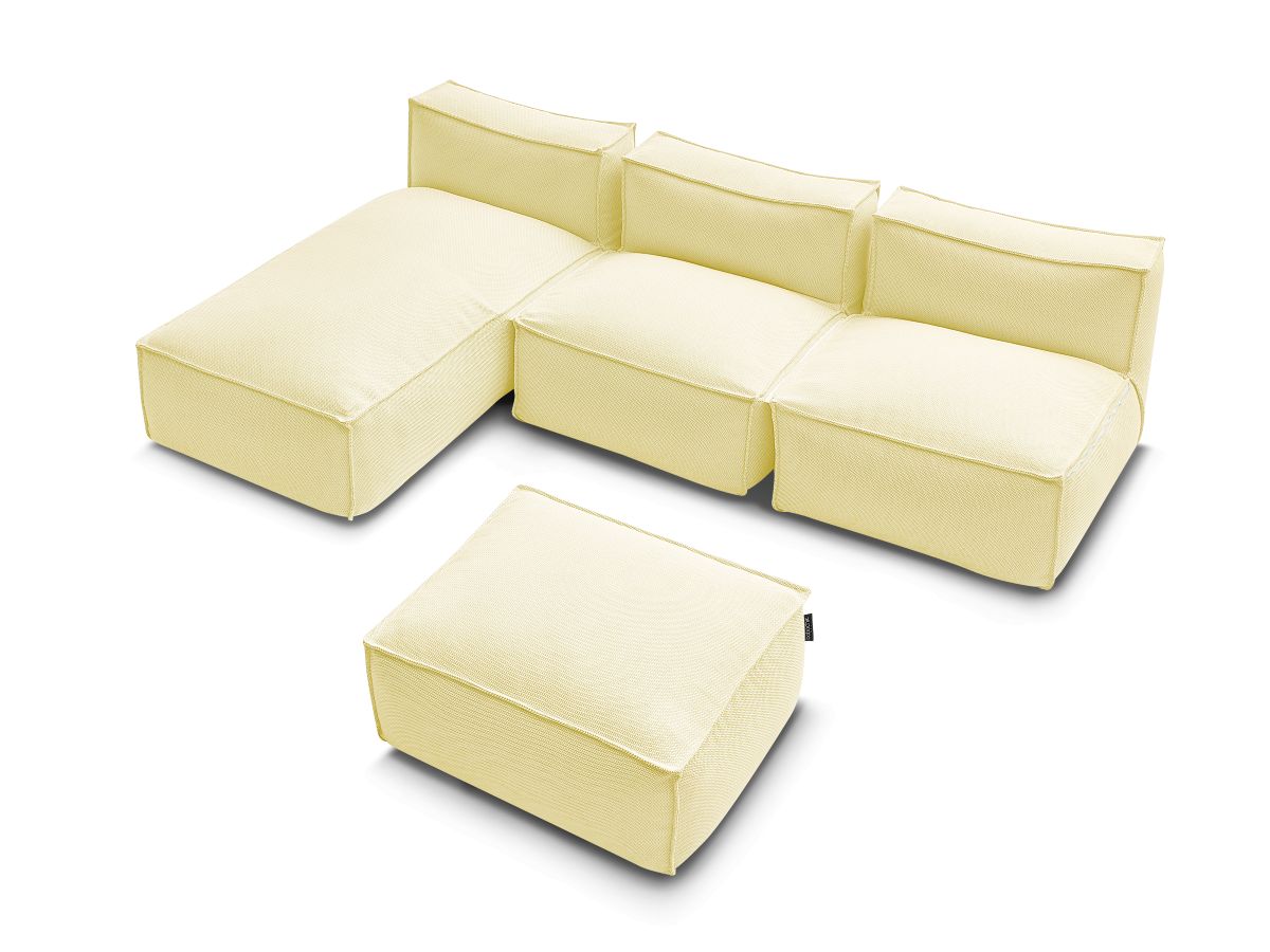 Bobochic Biarritz Gartensofa 4-Sitzer mit Pouf 252 × 168 cm Melange-Stoff Gelb
