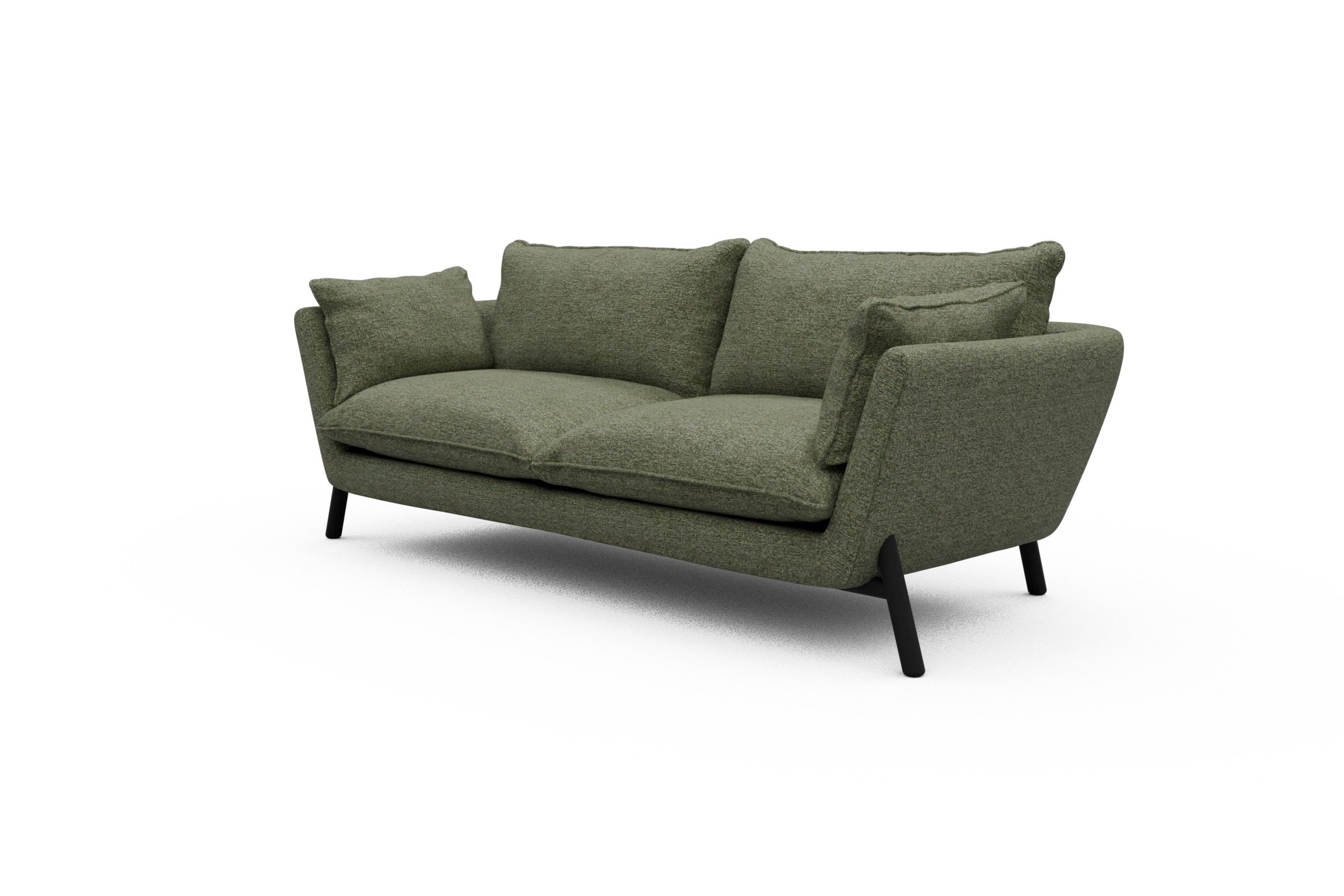 Sofa Emil PREMIUM 3-Sitzer Beinfarbe Eiche Schwarz Carreno-Vivid-Green