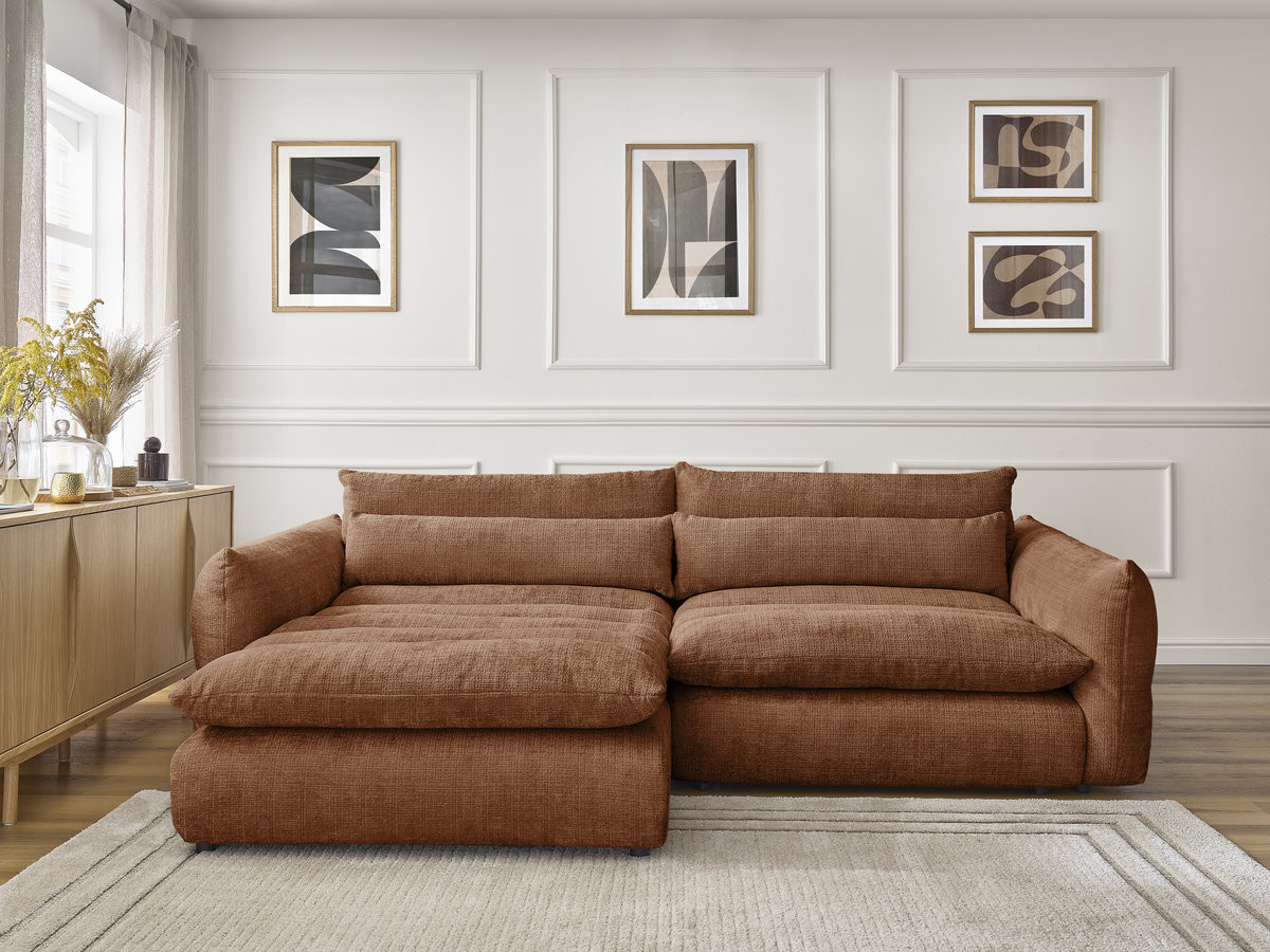 Bobochic Neil Ecksofa Strukturstoff Orange Ecke links