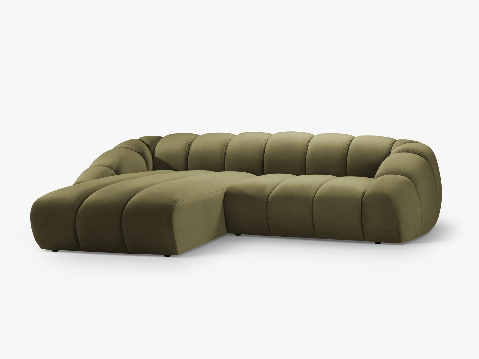 Micadoni Ecksofa Diana 4-Sitzer Links Samt Grün