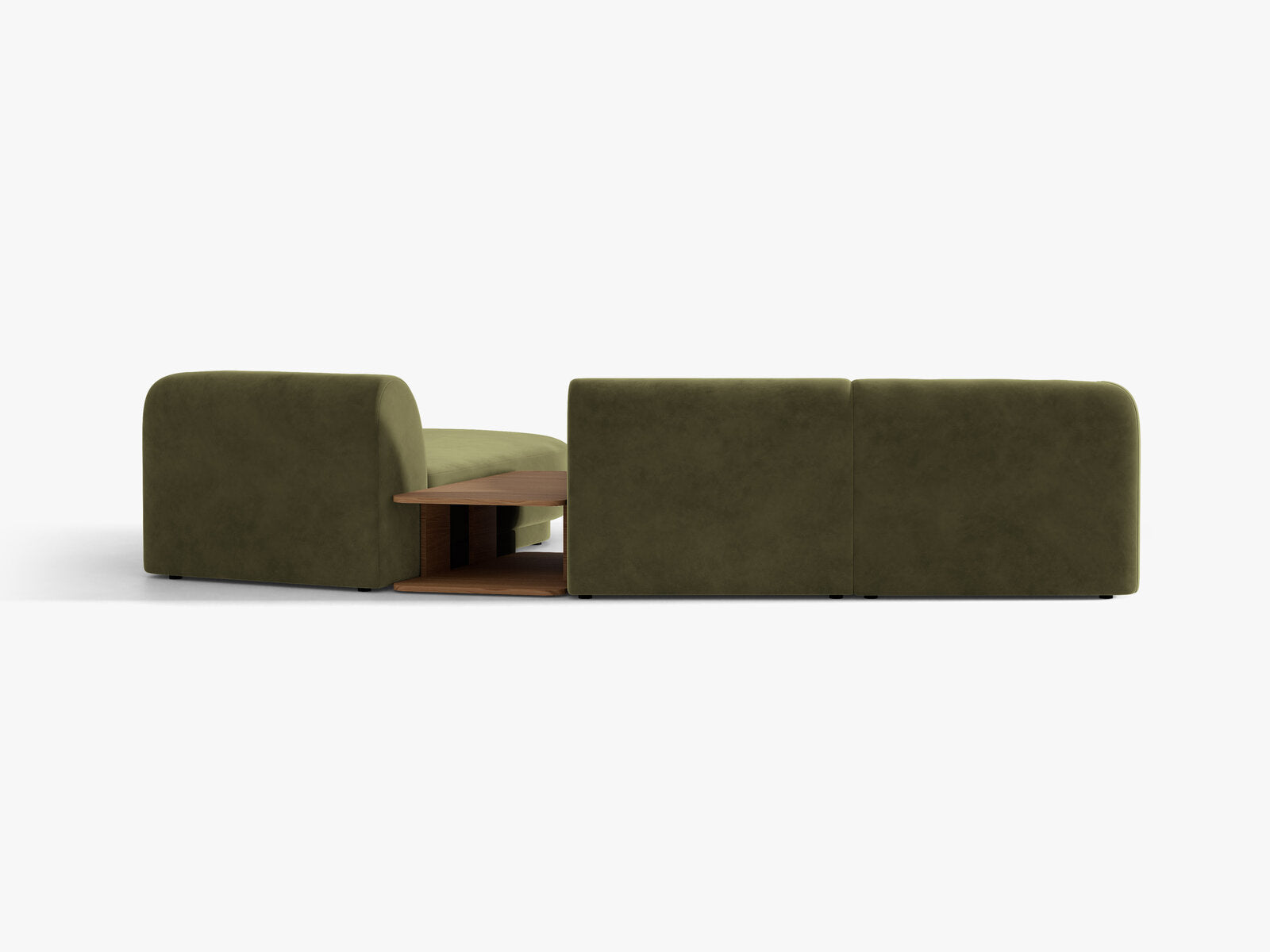 Micadoni Modulares Sofa Miley mit Recamiere 3-Sitzer Rechts Samt Bluvel Grün