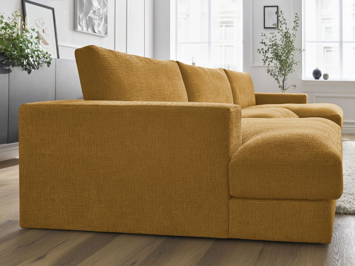 Bobochic Leonard Wohnlandschaft 404 × 159 cm Strukturstoff Gelb