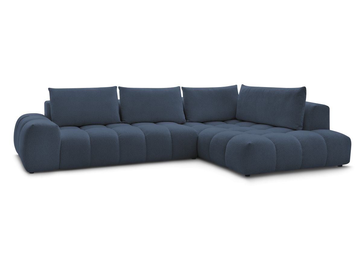 Bobochic Everest Ecksofa, 4 Kissen Melange-Stoff Dunkelblau Ecke rechts