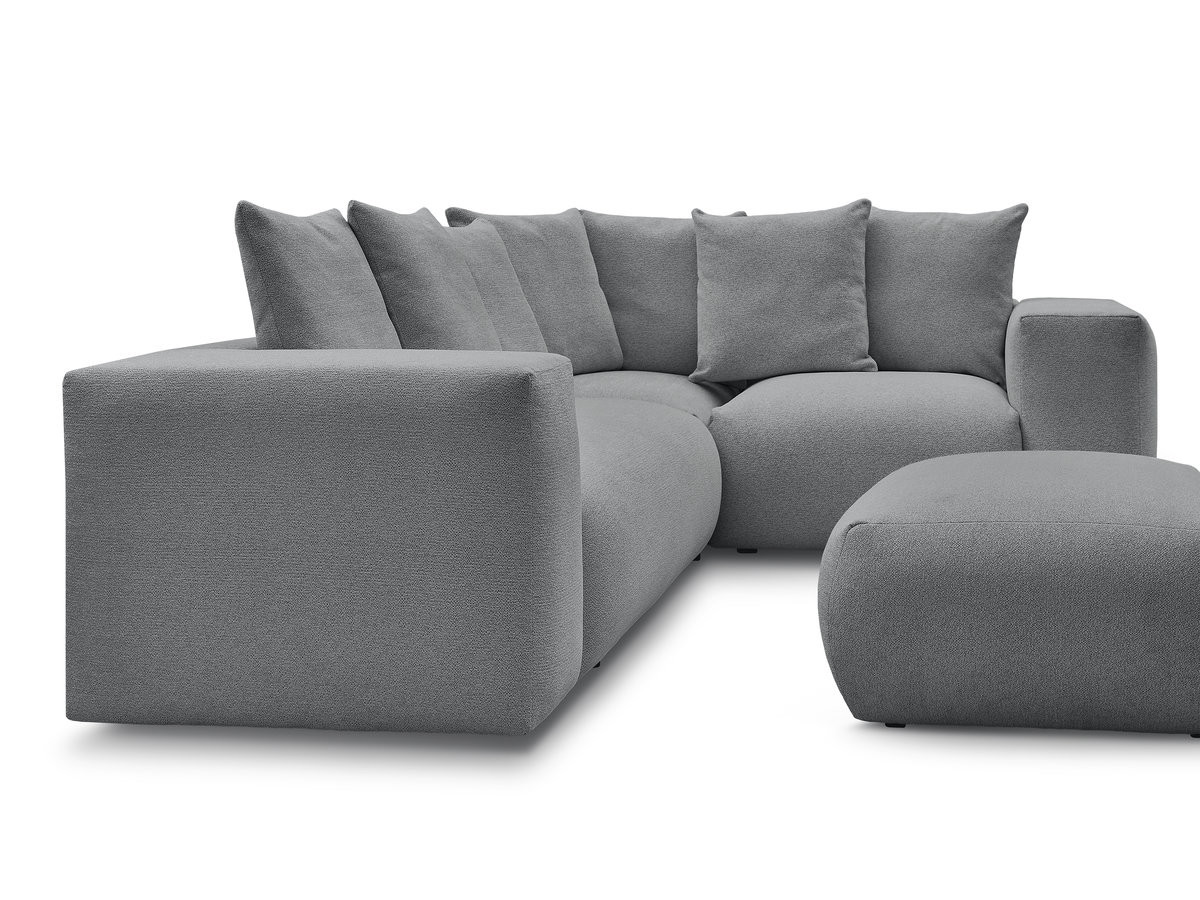 Bobochic Voltaire Ecksofa mit Pouf 268 × 214 cm Melange-Stoff Dunkelgrau Ecke rechts