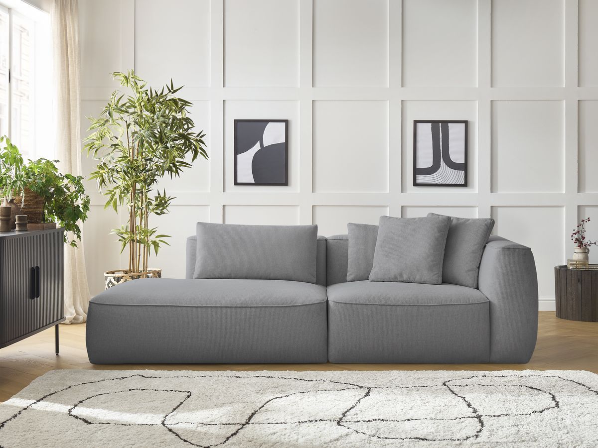Bobochic Leopold Sofa 3-Sitzer Melange-Stoff Hellgrau Armlehne rechts