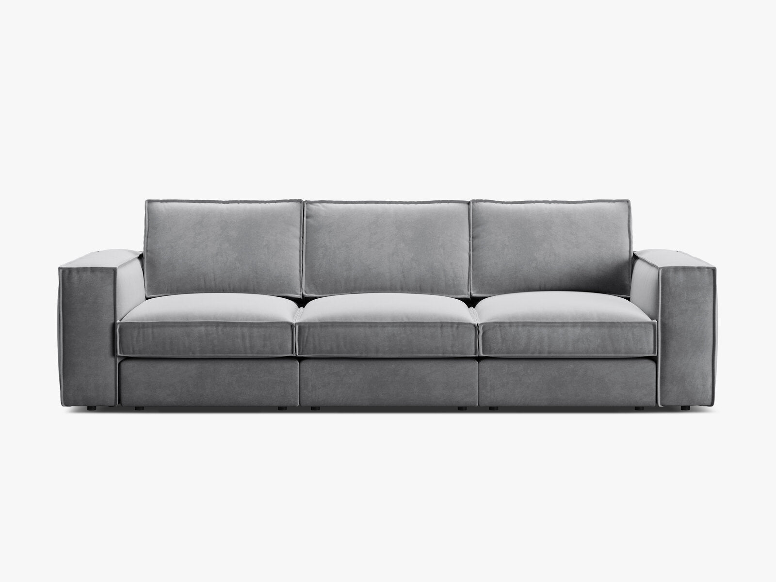 Micadoni modulares Sofa Pola 4-Sitzer Samt Salvador Grau