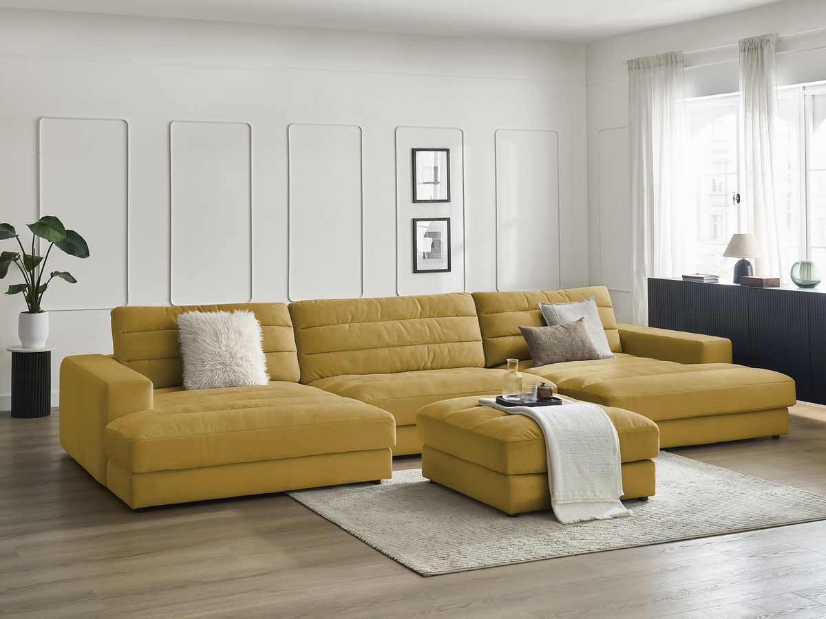 Bobochic Sierra Wohnlandschaft mit Pouf Samt Gelb