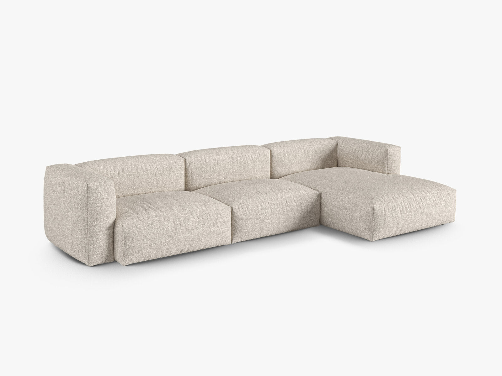 Micadoni Ecksofa Martina 3-Sitzer 90cm Sitztiefe Rechts Boucle Monet Beige