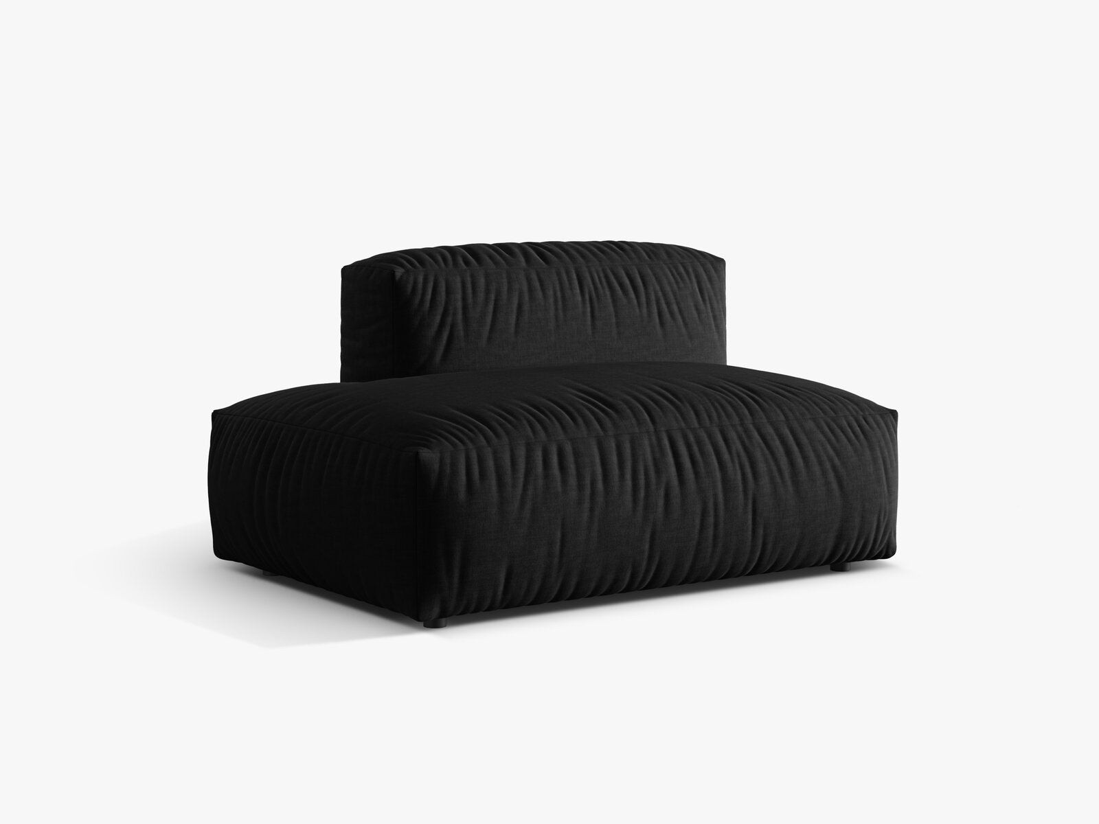 Micadoni Ecksofa-Modul Martina 1-Sitzer Strukturierter Stoff Boston Schwarz Links