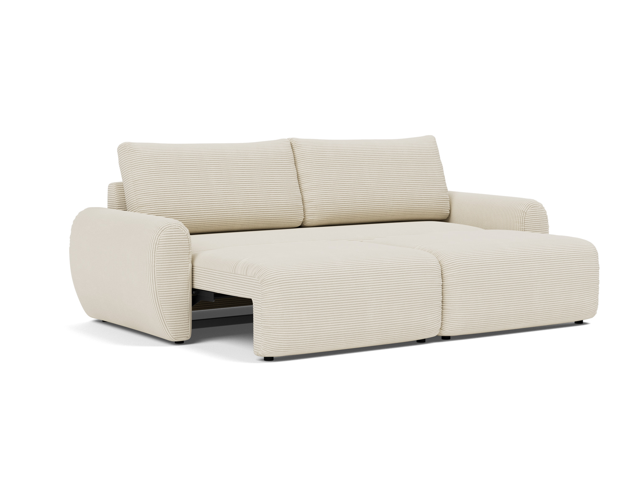 Schlafsofa Norum mit Curve-Armlehnen Kord Corduroy 594-Ivory