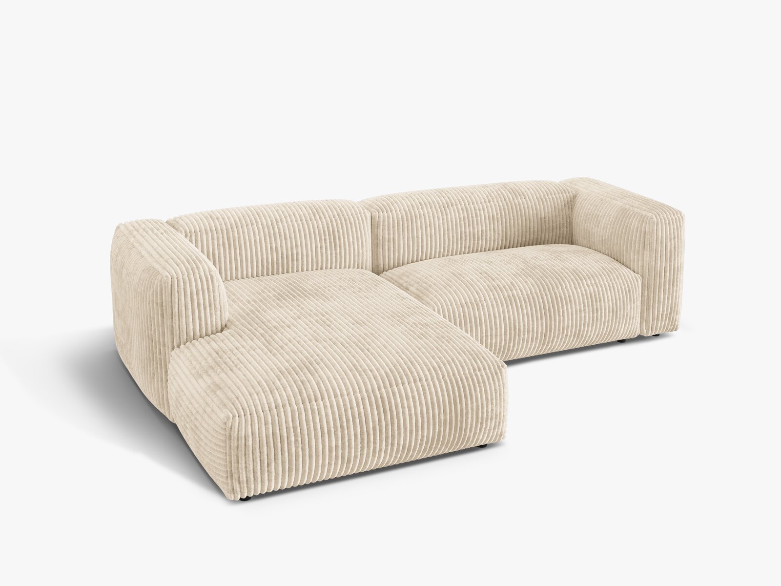 Micadoni Ecksofa Martina 2-Sitzer Links Kord Tilia Helles Beige