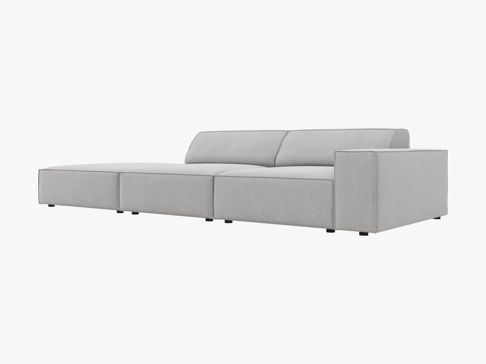 Micadoni Sofa Jodie 3-Sitzer Links Strukturierter Stoff Megan Hellgrau
