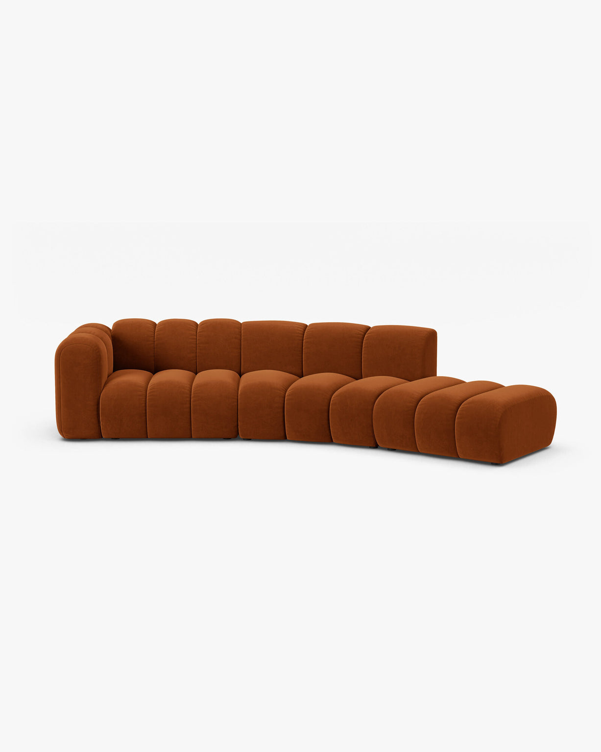 Micadoni Modulares Sofa Lupine 5-Sitzer Rechts Samt Salvador Terrakotta