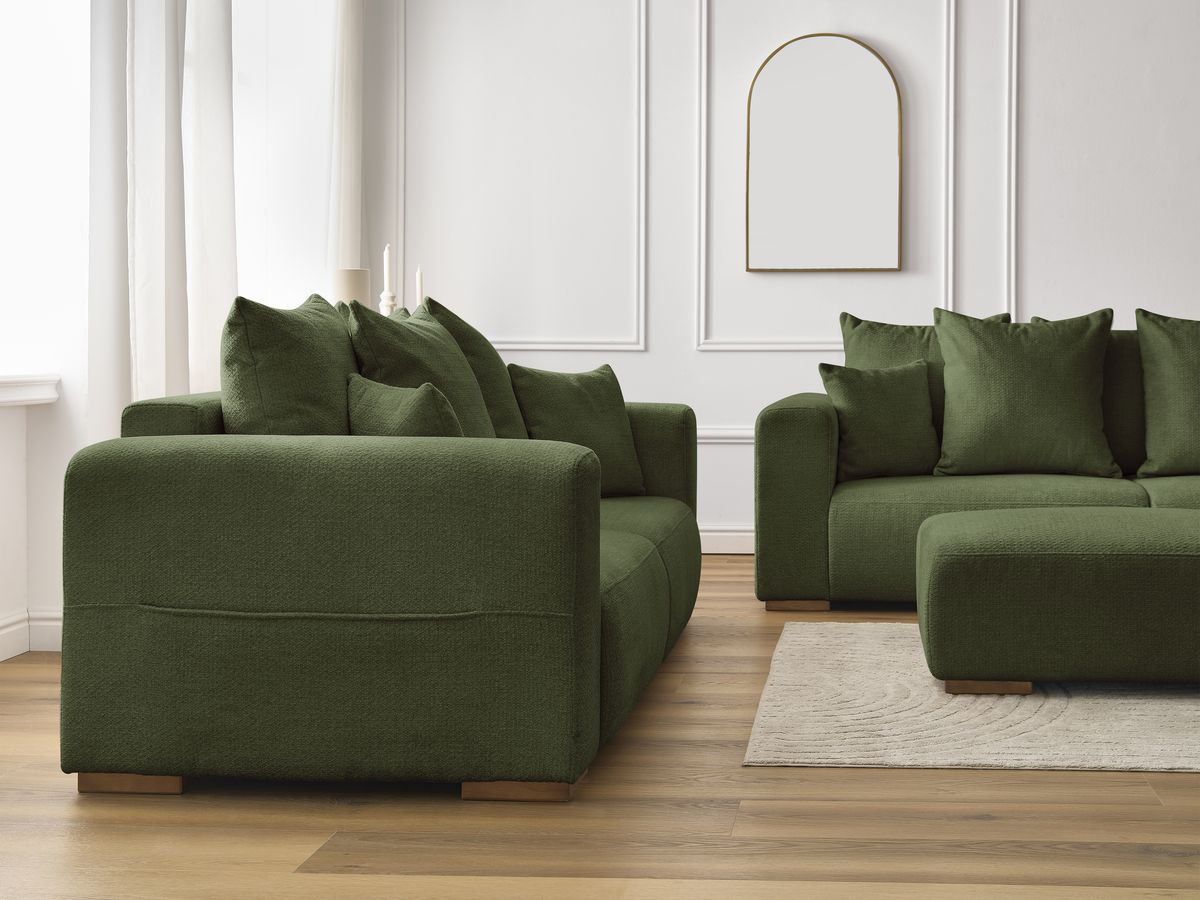Bobochic Sidonie Sofa 6-Sitzer mit Pouf Melange-Stoff Grün