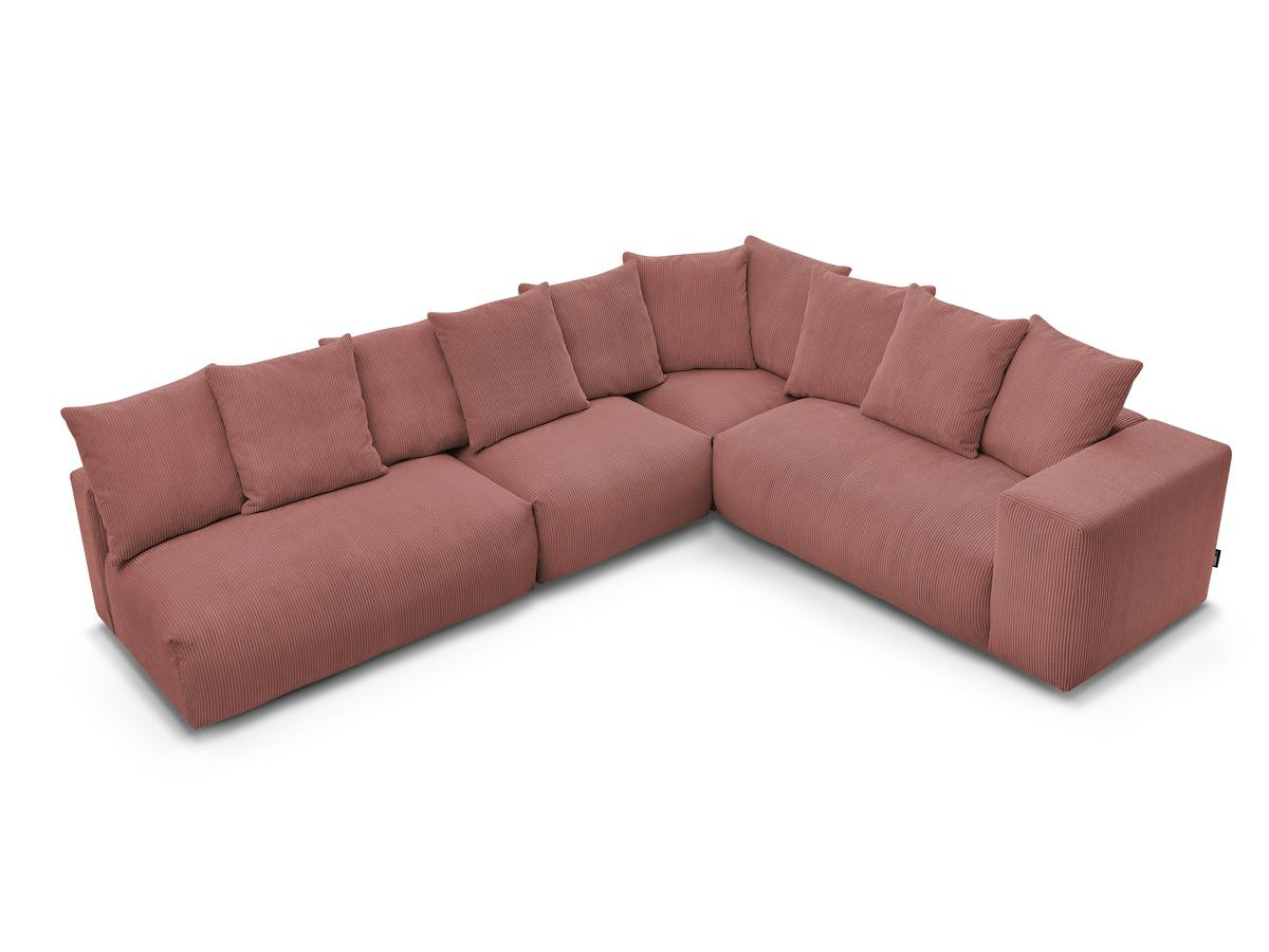 Bobochic Voltaire Ecksofa 322 × 268 cm Cordsamt Rosa Ecke rechts