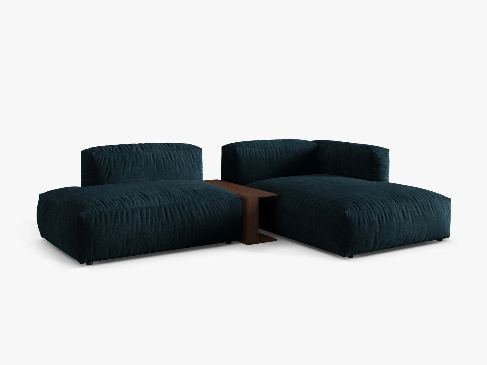 Micadoni Ecksofa Martina 2-Sitzer mit Couchtisch Rechts Samt Tiefes Petrol