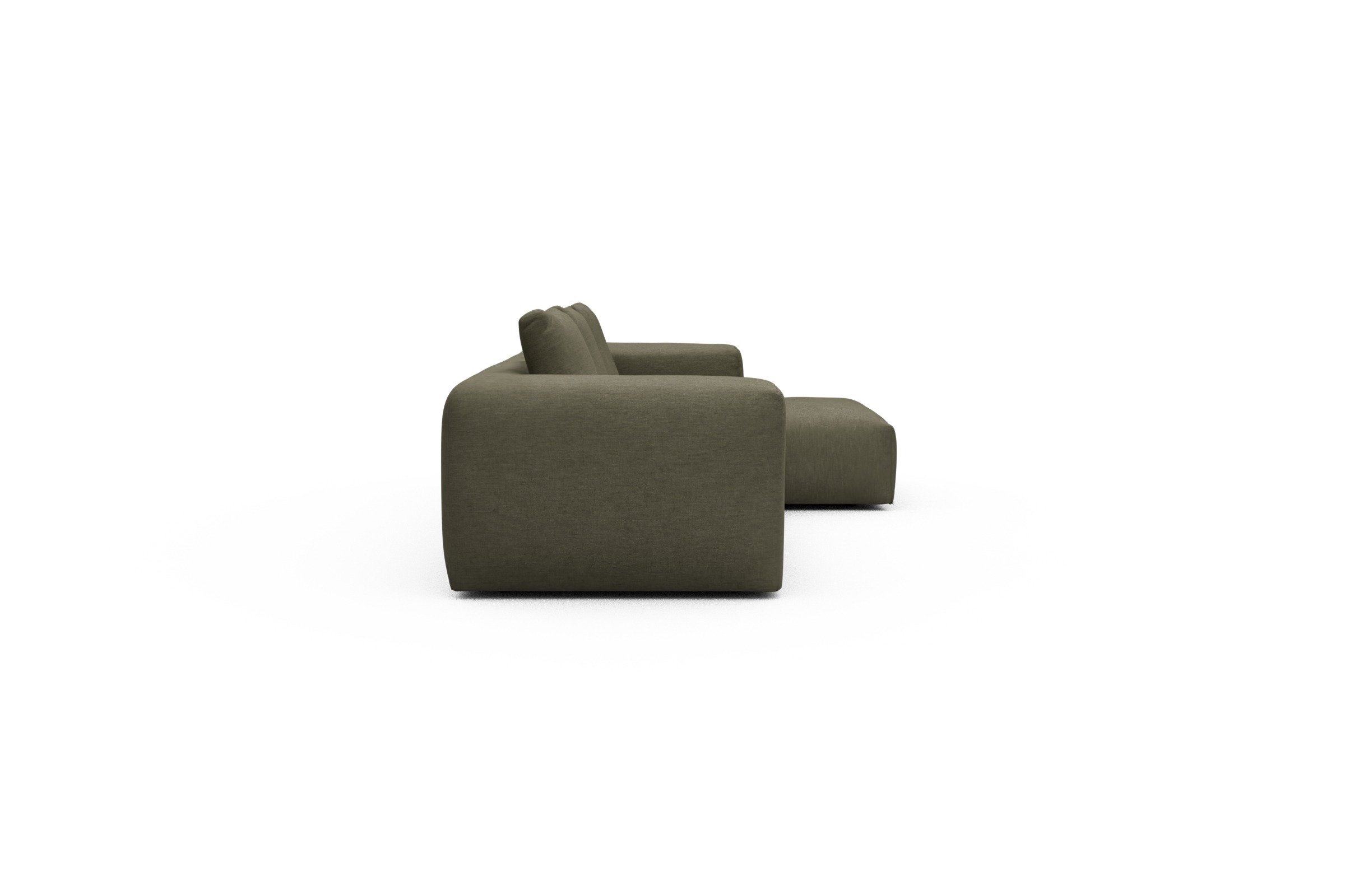 Ecksofa Fred Chaiselongue rechts mit 2,5-Sitzer Vivus-Dusty-Olive