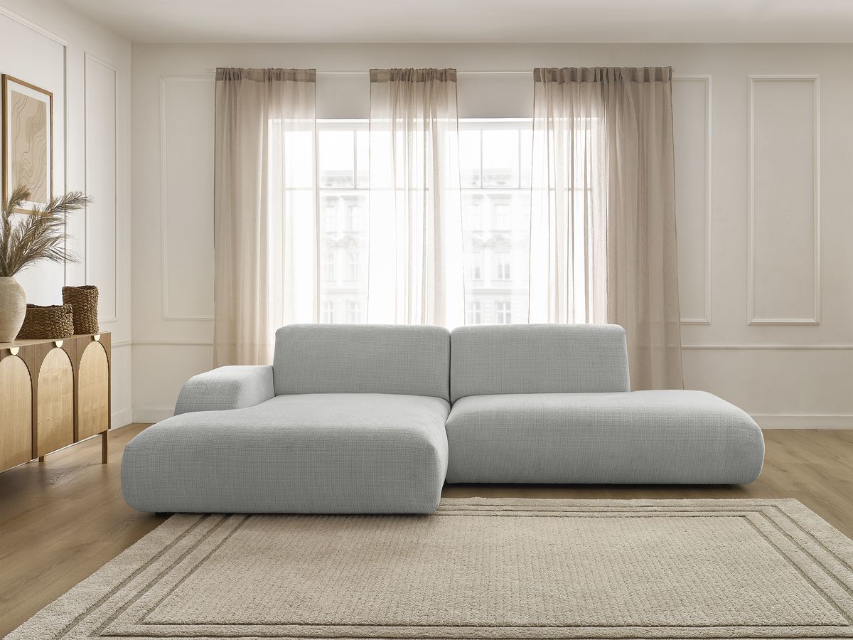 Bobochic Sirius Ecksofa 300 × 170 cm Strukturstoff Hellgrau Ecke links