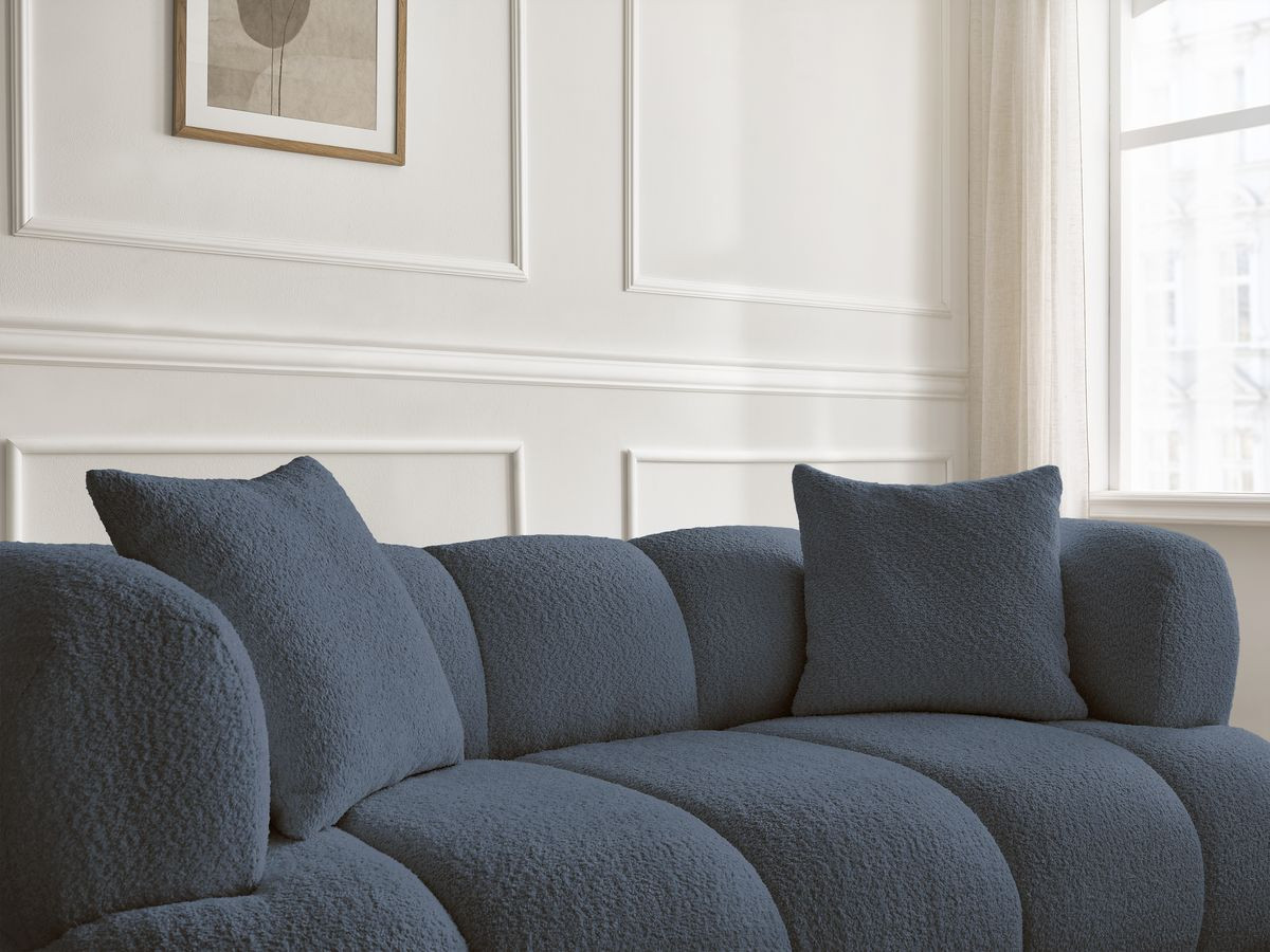 Bobochic Pamira Sofa 2-Sitzer Bouclé-Stoff Dunkelblau