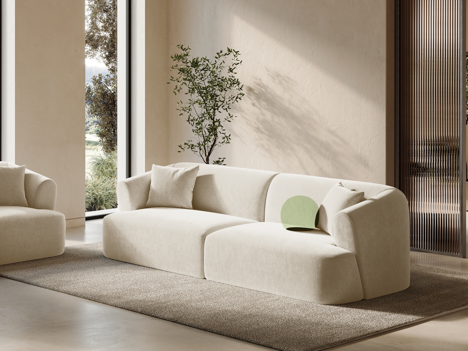 Cosmopolitan Design Sofa Campi 4-Sitzer Samt Vogue Helles Beige