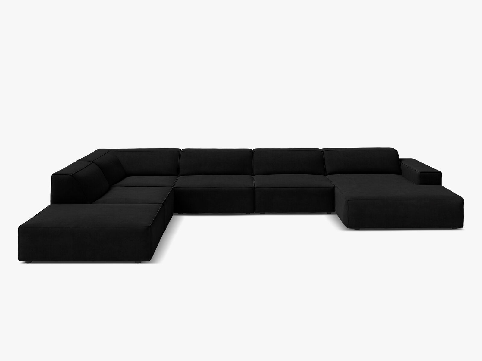 Micadoni Panorama-Ecksofa Jodie 7-Sitzer Links Samt Bluvel Schwarz