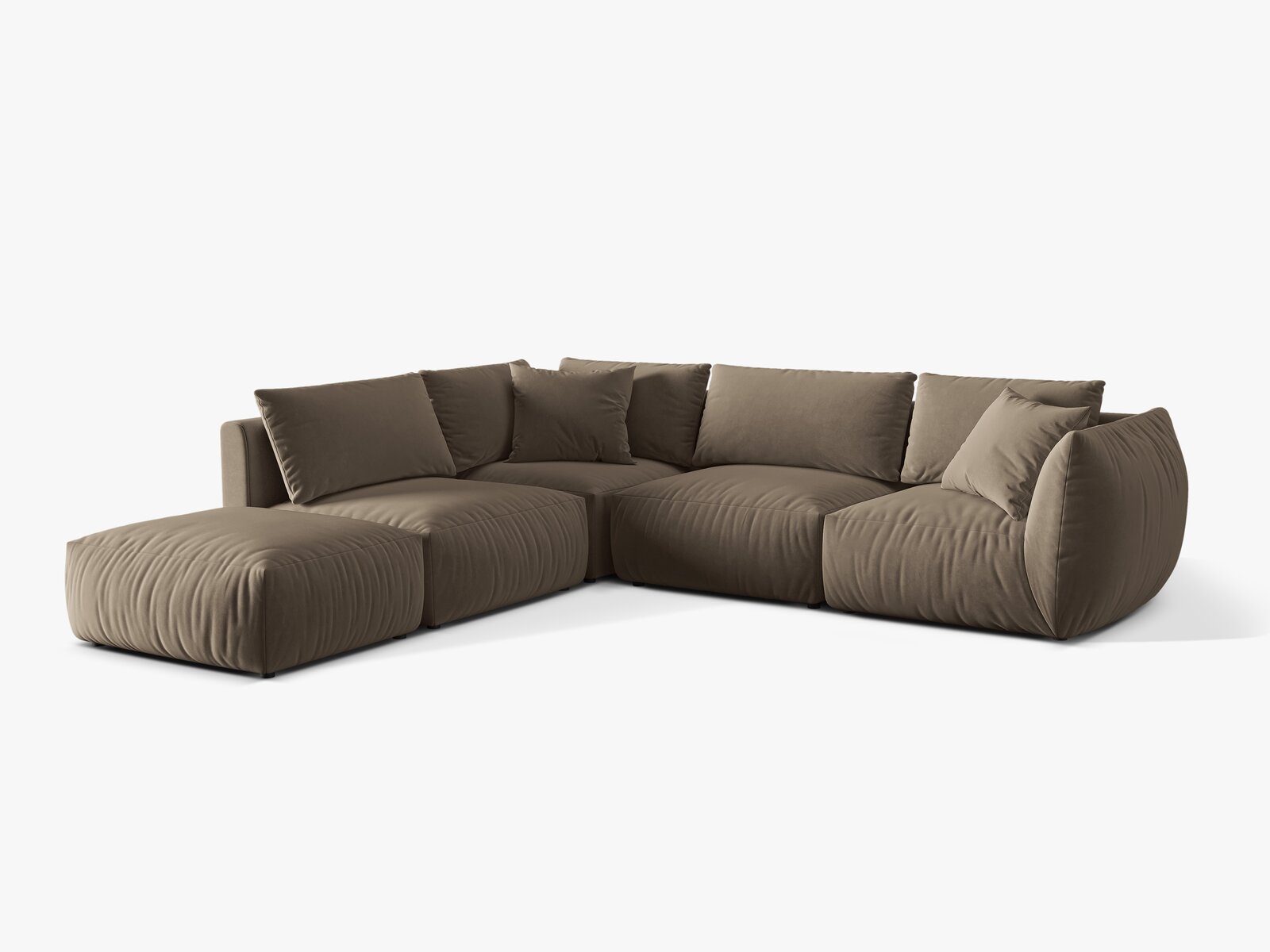 Micadoni Modulares Ecksofa Chris 4-Sitzer Links Samt Hellbraun