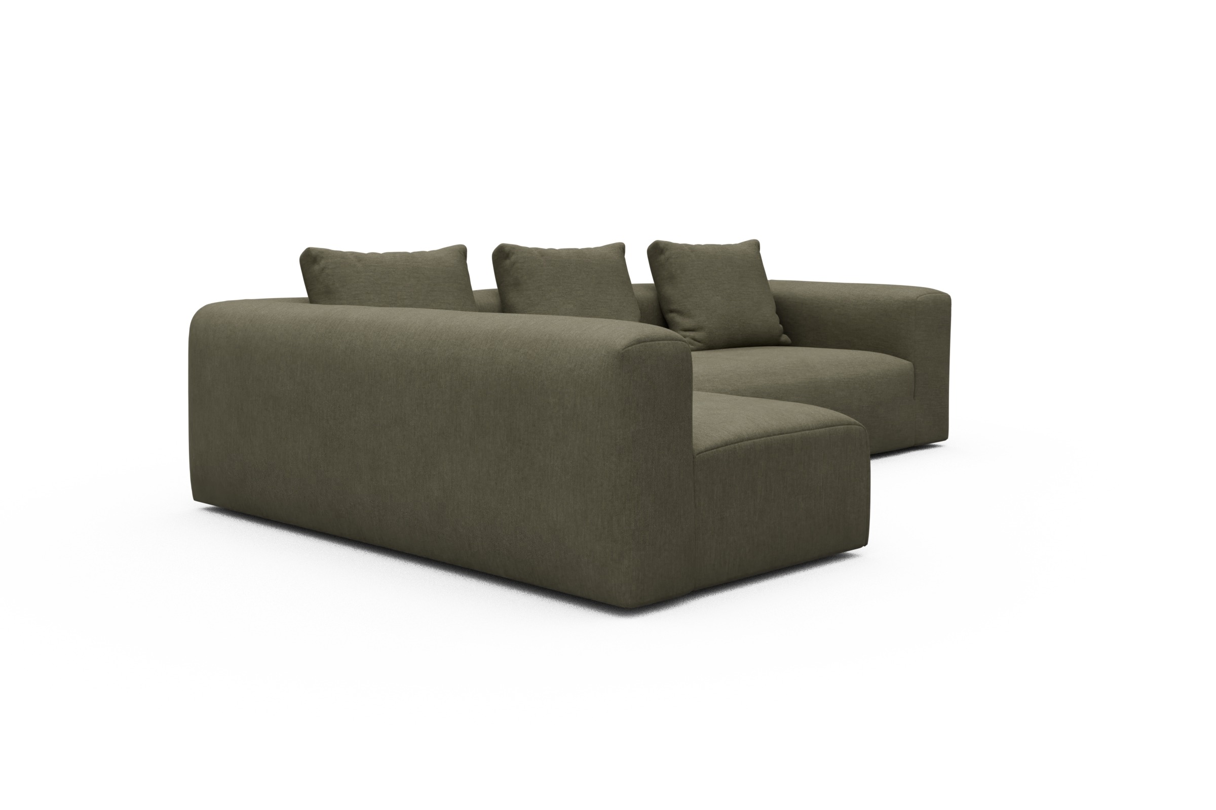 Ecksofa Fred 2x 2,5-Sitzer links offen Vivus-Dusty-Olive