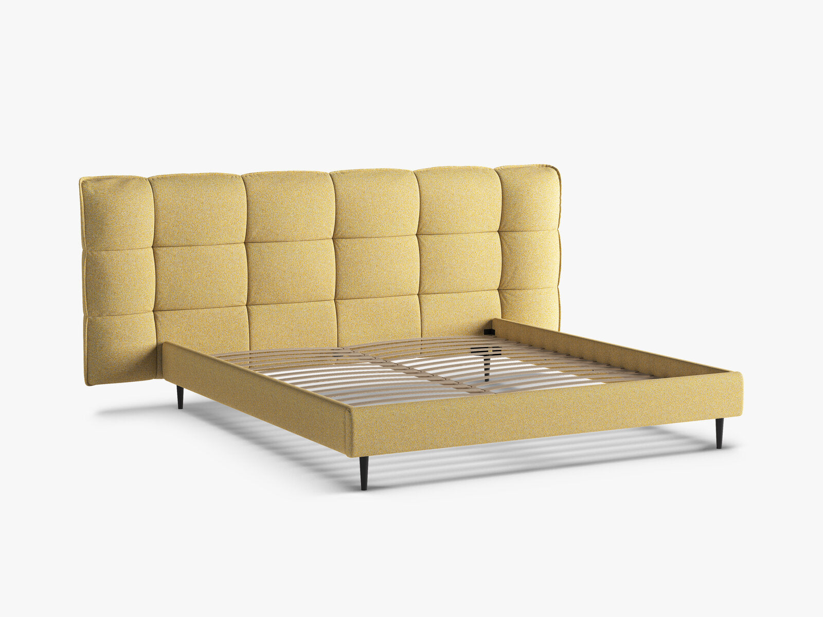 Micadoni Stauraumbett mit Kopfteil Eric with legs Strukturierter Stoff Puente Sonnenblumen Melange 160x200