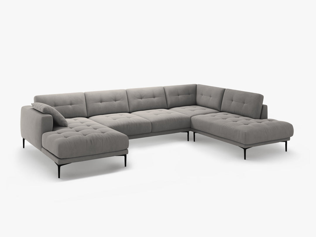 Micadoni Panorama Ecksofa Bemy 7-Sitzer Rechts Samt Grau