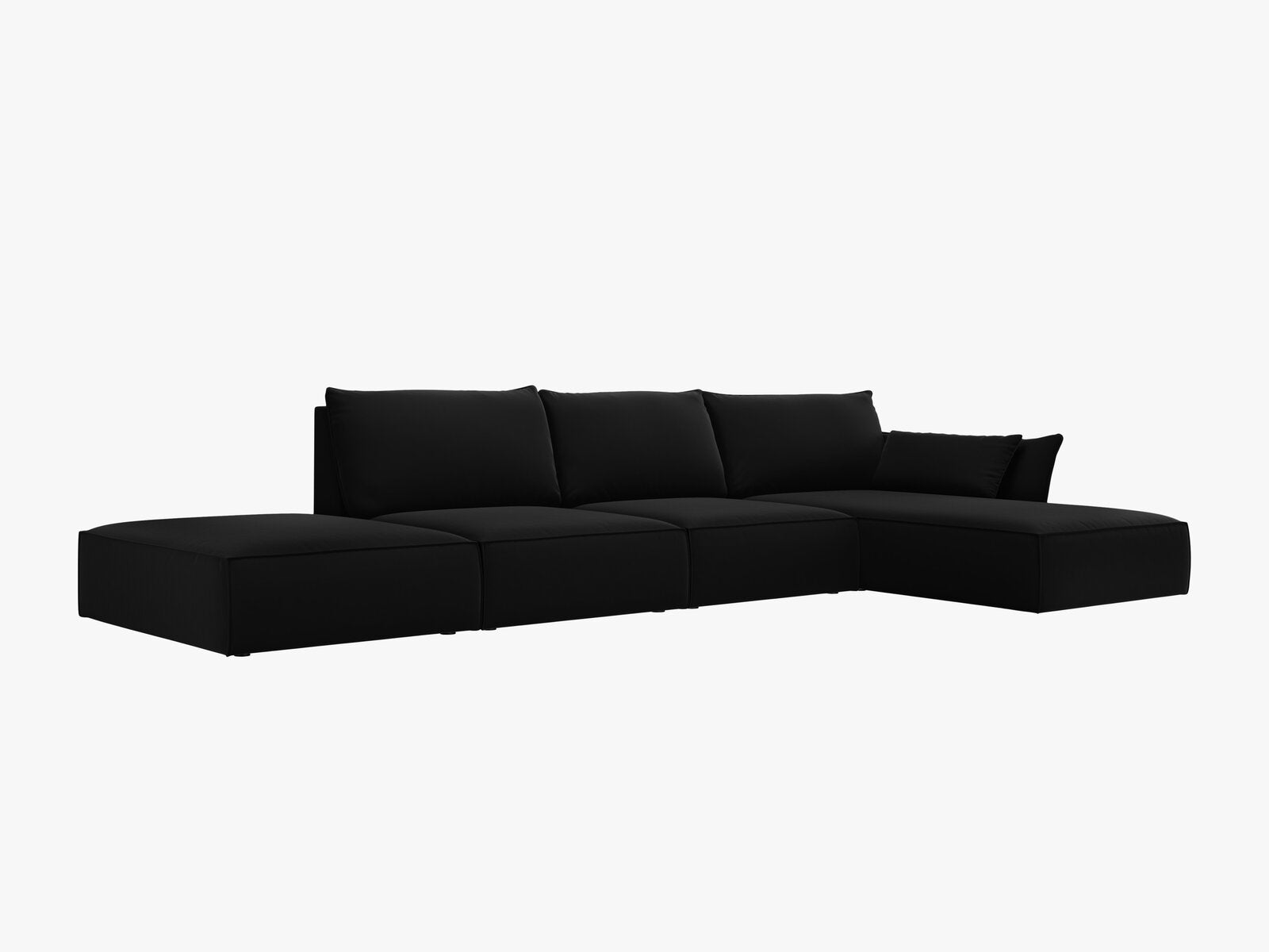 Micadoni Ecksofa Kaelle 5-Sitzer Rechts Samt Bluvel Schwarz