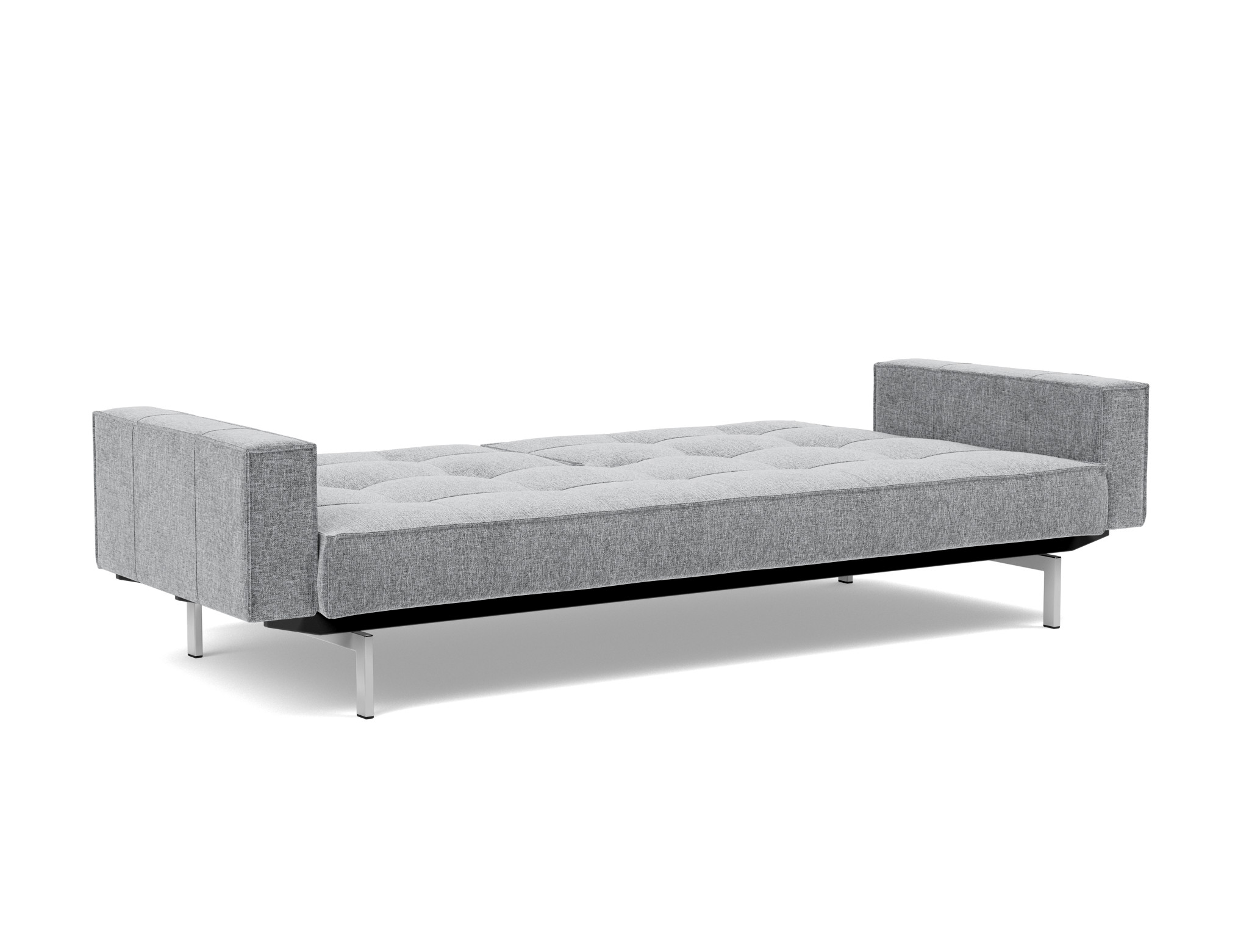 Schlafsofa Splitback mit Armlehnen Strukturierter Stoff Twist 565-Granite Beine Chrom