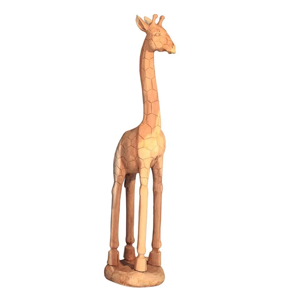 Moebelfaktor Wohndekoration Tierskulptur Giraffe aus Teakholz ca. 150 cm