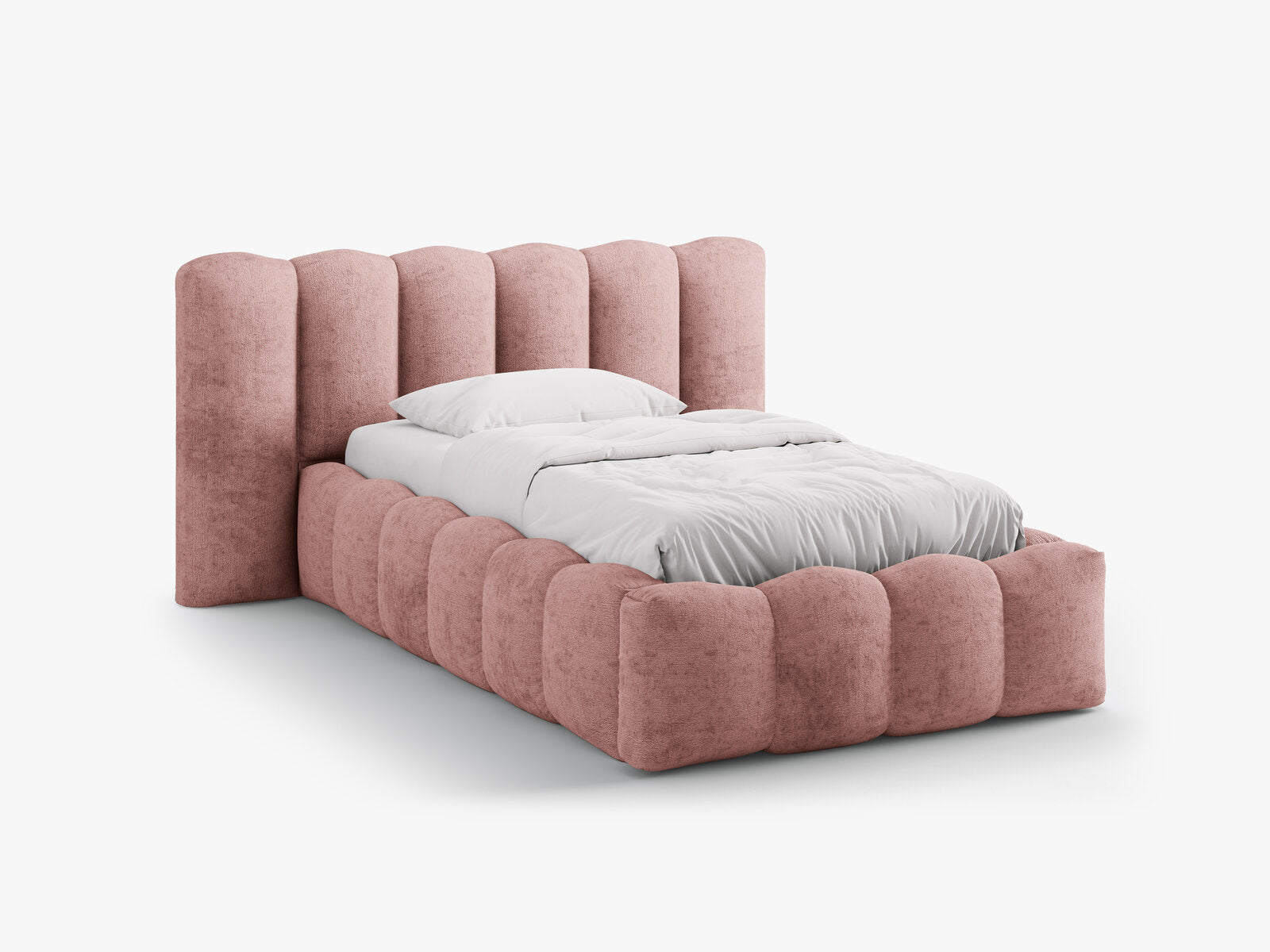 Micadoni Stauraumbett mit Kopfteil Lupine Chenille Perfect Harmony Rosa