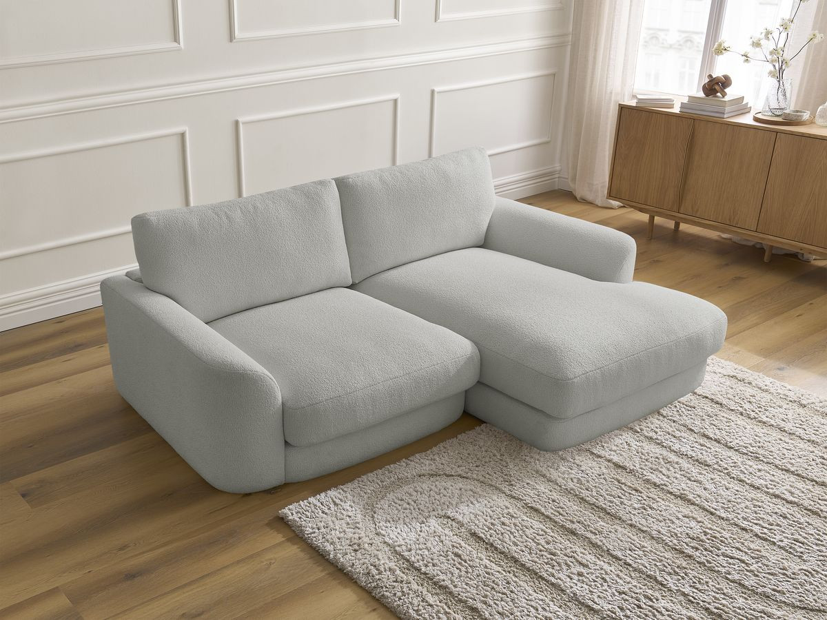 Bobochic Leonore Ecksofa Bouclé-Stoff Hellgrau Ecke rechts