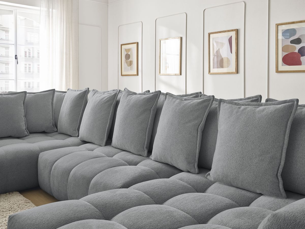 Bobochic Everest Wohnlandschaft, 14 Kissen Melange-Stoff Dunkelgrau Ecke rechts