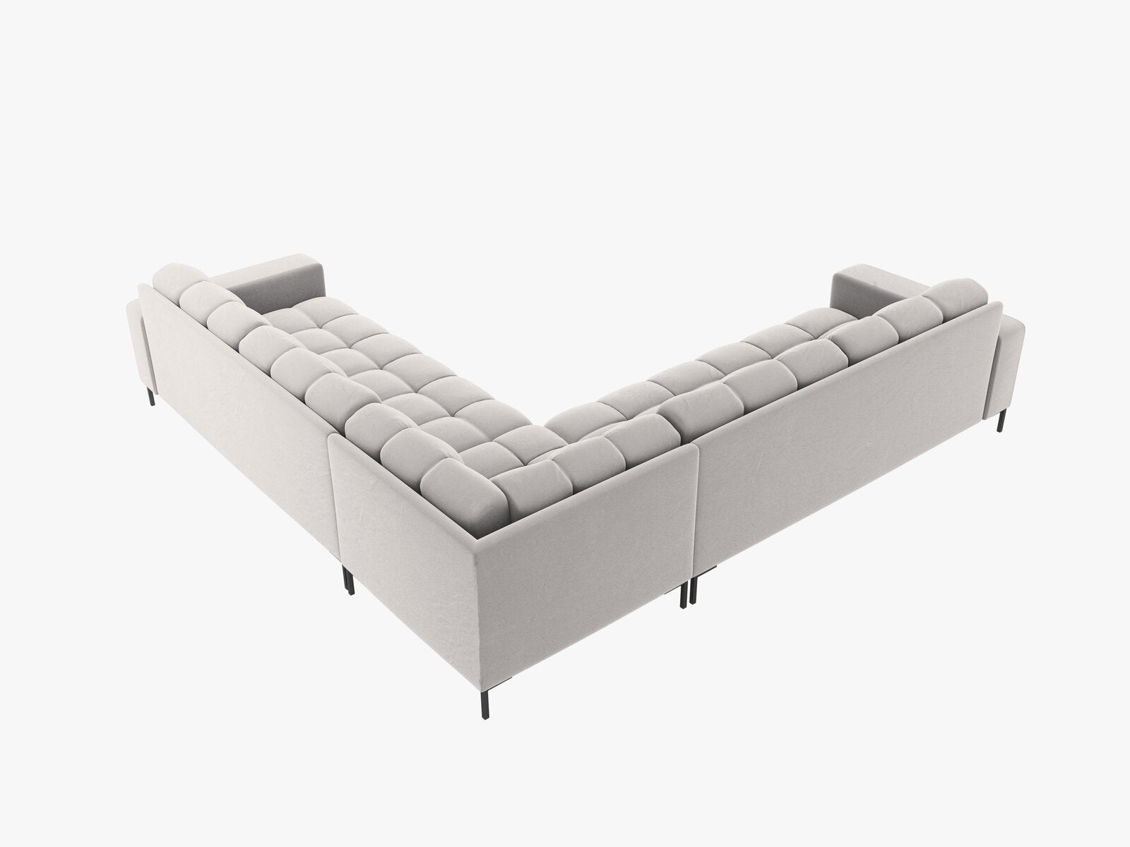 Micadoni Symmetrisches Ecksofa Mamaia 6-Sitzer Samt Bluvel Silber schwarze Beine