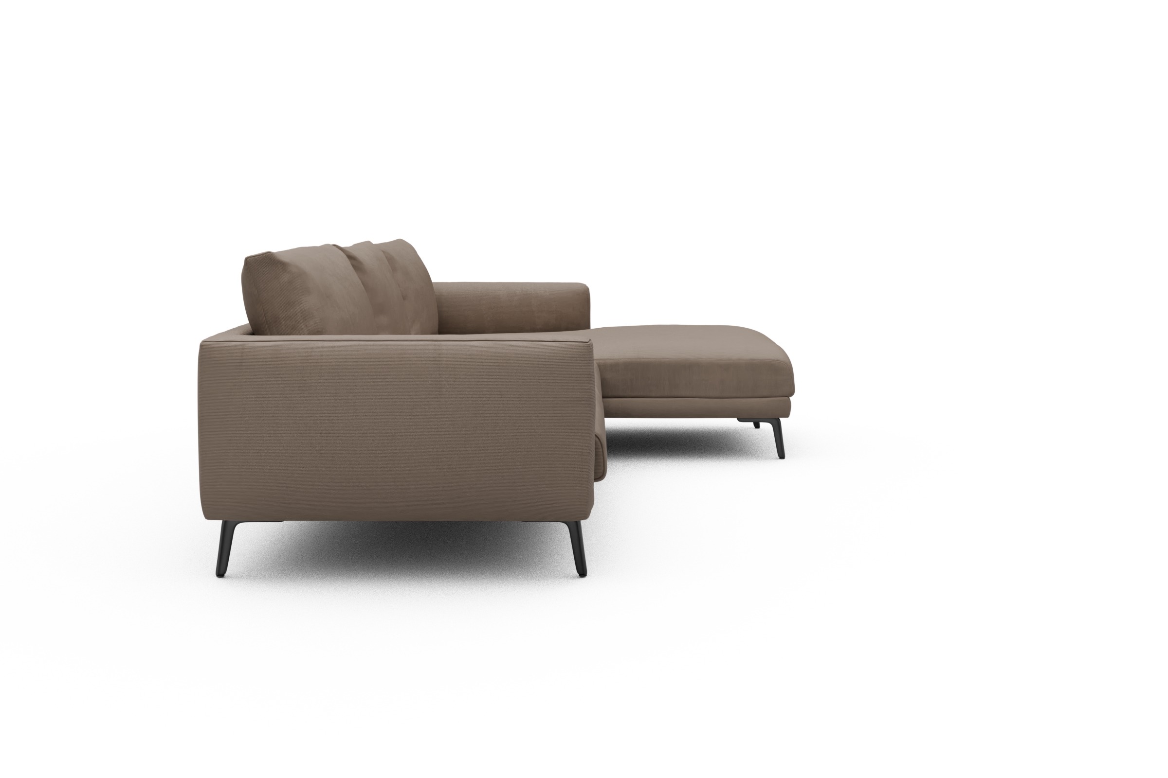 Ecksofa Karl Chaiselongue rechts mit 2,5-Sitzer Cordufine-Biege