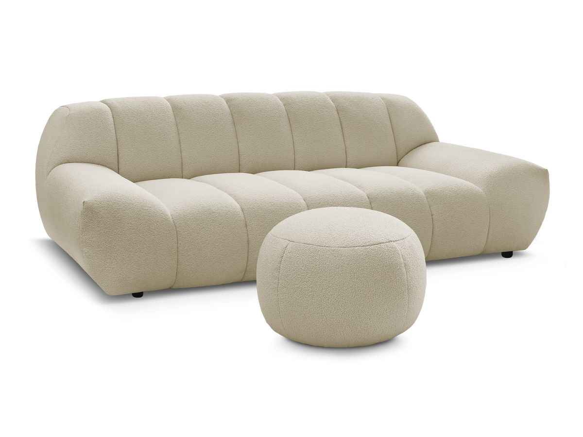 Bobochic Hayden Sofa 3-Sitzer mit Pouf 226 × 107 cm Bouclé-Stoff Beige