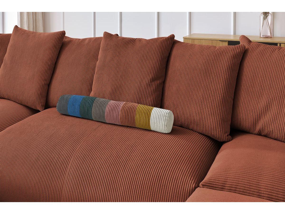 Bobochic Voltaire Wohnlandschaft mit Pouf 356 × 214 cm Cordsamt Orange Ecke links