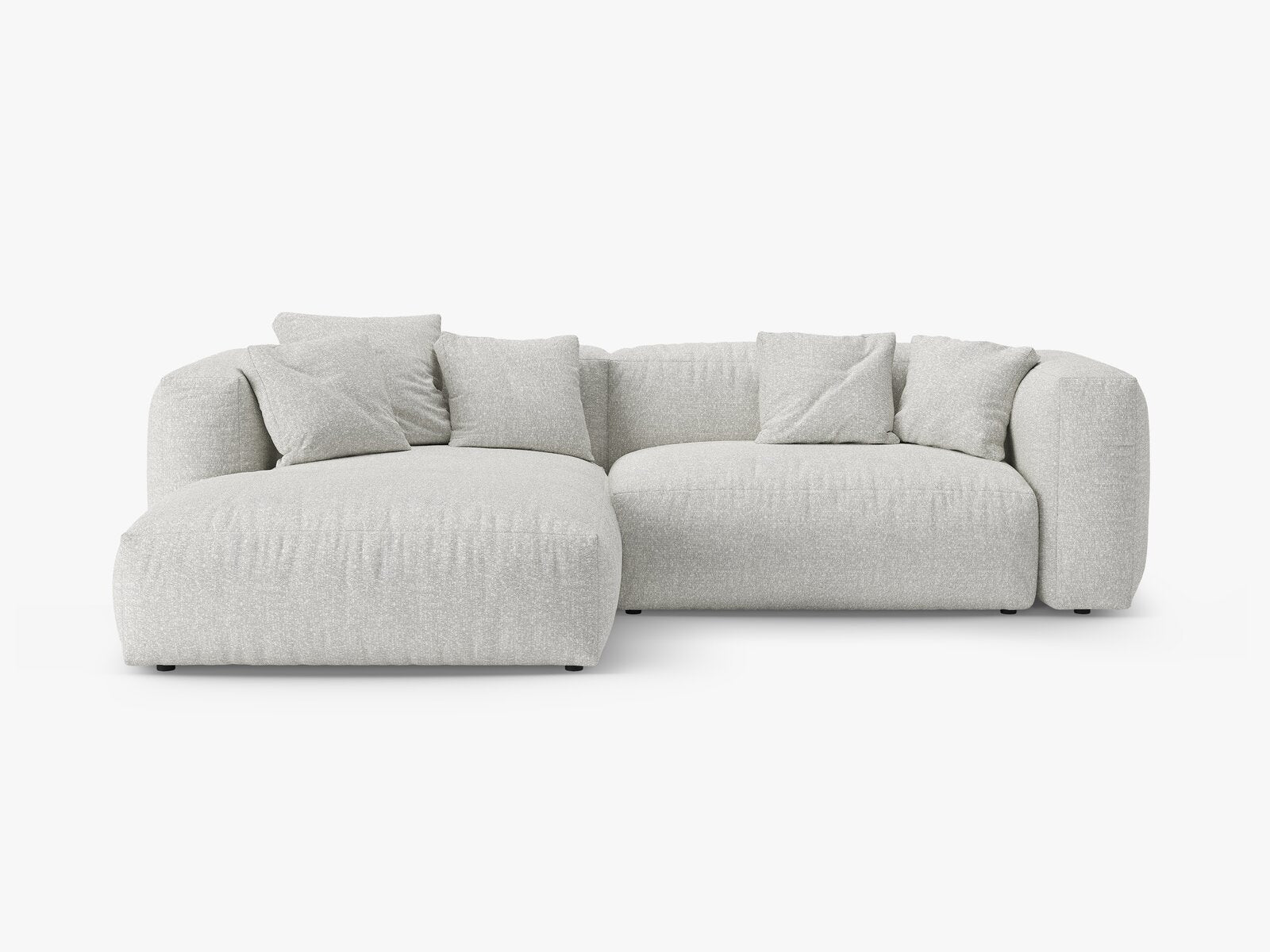 Micadoni Martina Ecksofa 4-Sitzer mit Schlaffunktion Links Boucle Monet Grau Beige Melange