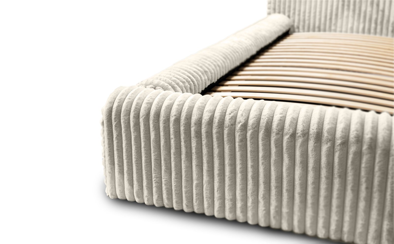 Polsterbett Miloa Softcord mit Fellstruktur 180x200 mit Holzrahmen Vito 23