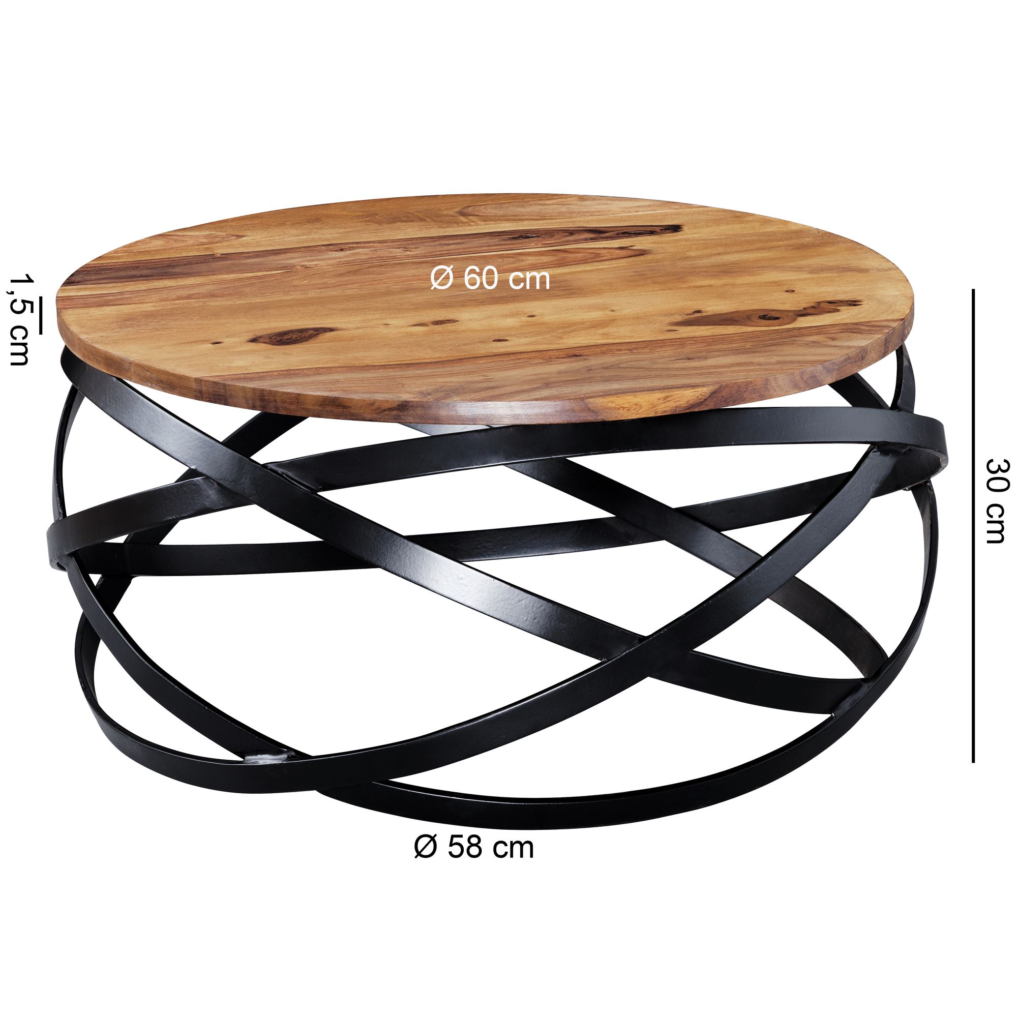 Couchtisch Osen Sheesham Massivholz Ø 60 cm